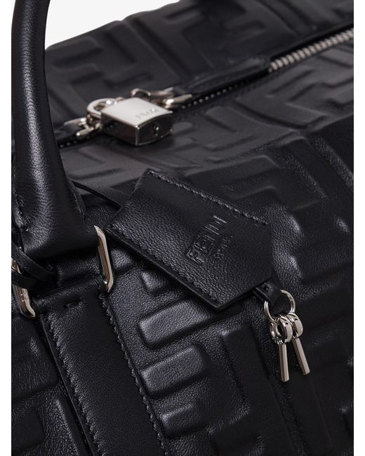 Fendi Black Logo-Embossed Holdall Bag for men