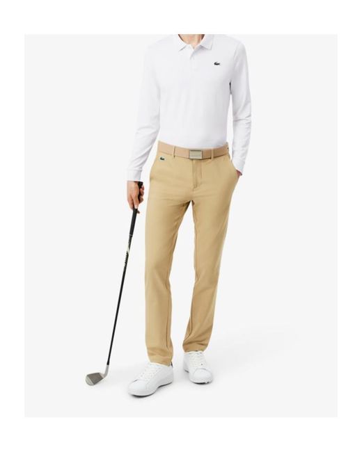 Lacoste White Regular Fit Ultra Dry Long Sleeved Golf Pol Shirt for men