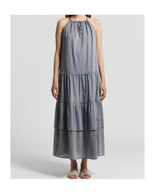 Peserico Gray Gathered Sleeveless Maxi Dress
