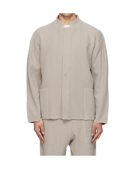 Homme Plissé Issey Miyake Natural Herringbone Casual Jacket for men