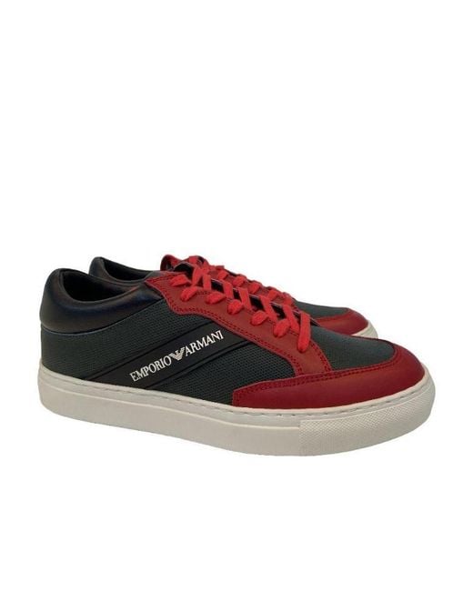 Emporio Armani Red Logo Casual Sneakers for men