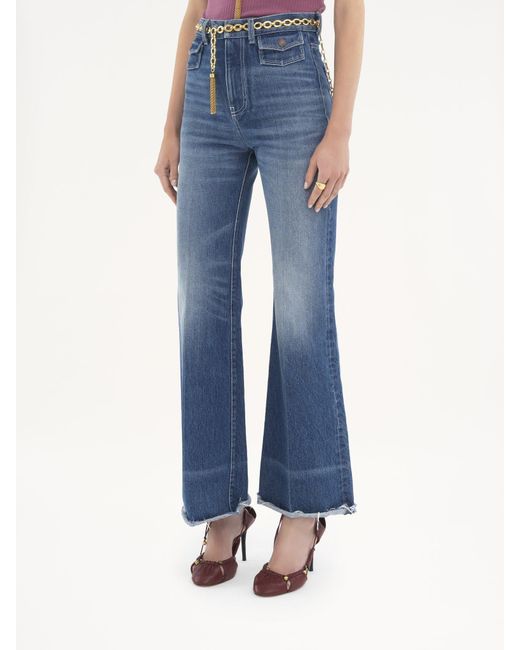 Chloé Blue Chloé High Waisted Flared-Leg Jeans