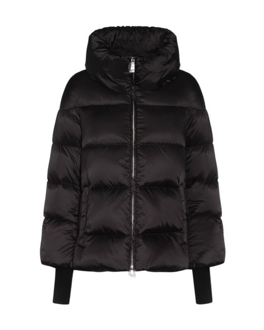 Add Black Ribbed-Cuffs Puffer Jacket