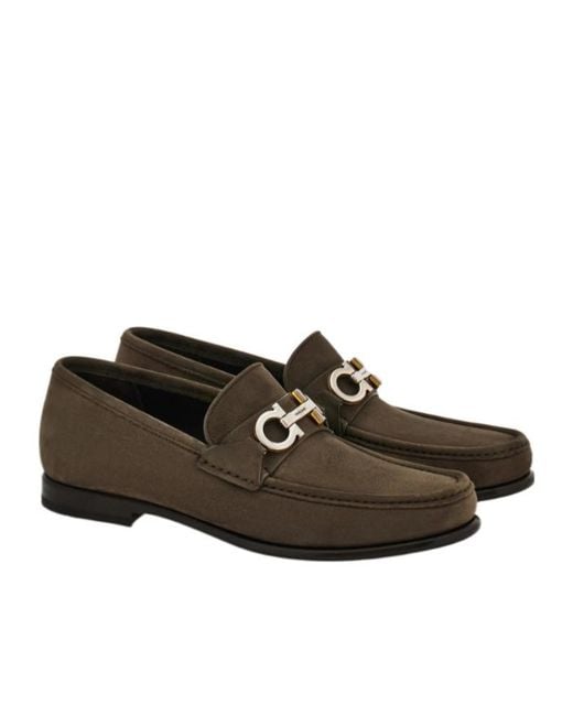 Ferragamo Brown Gancini Ornament Moccasin for men