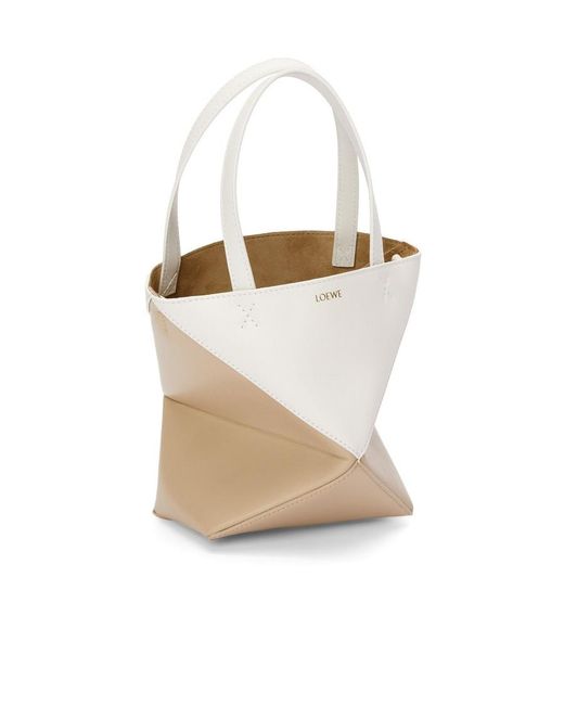 Loewe White Mini Puzzle Fold Tote Bag