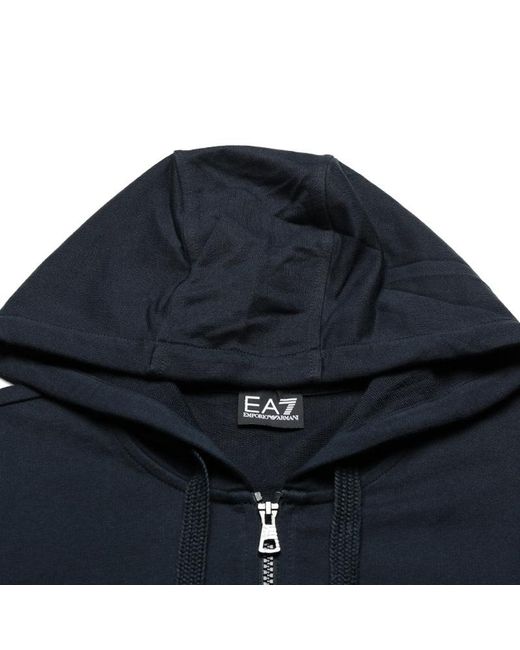 EA7 Blue Logo-Printed Hooded Hoodie for men
