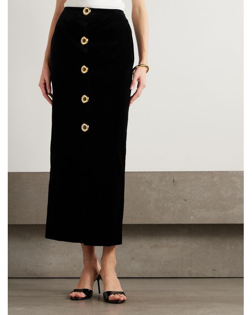Blazé Milano Black Jealousy Sussex Cotton-Velvet Maxi Skirt
