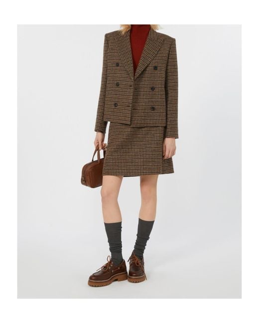 Weekend by Maxmara Brown Gerusia Houndstooth Double-Breasted Jacket