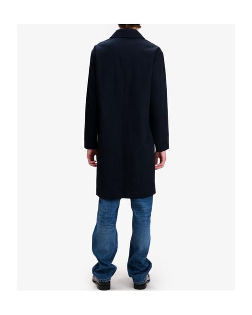 A.P.C. Blue Long-Sleeved Trench Coat for men