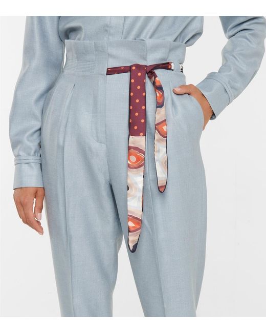 Gabriela Hearst Blue High-Waisted Slim-Fit Trousers