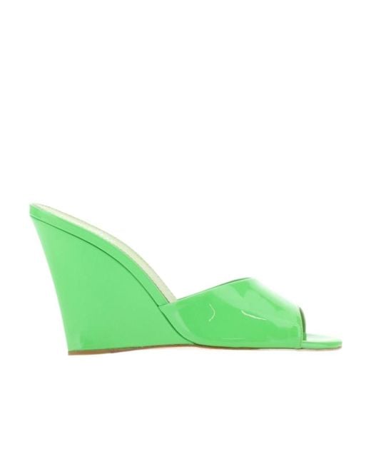 Paris Texas Green Leather Wanda Mules
