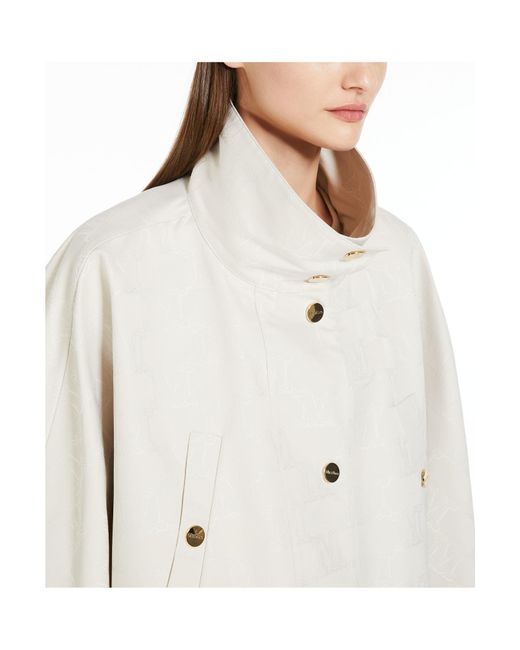 Max Mara White Monogrammed Button-Up Coat