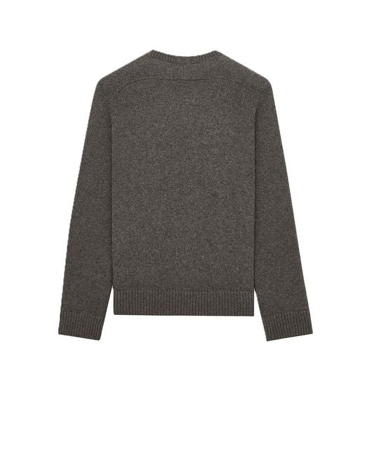 Saint Laurent Gray Long-Sleeved Sweater for men