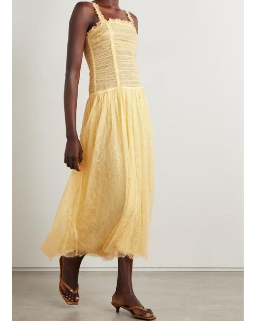 Ulla Johnson Yellow Florelle Pleated Maxi Dress