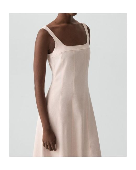 Theory Pink Seamed Square Neck Dress