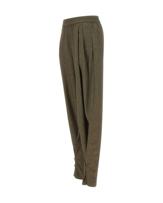 ANDAMANE Green Elastic-Waist Casual Trousers