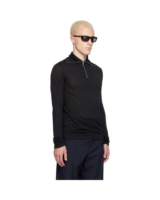 Jil Sander Black Half-Zip Turtleneck Knitted Pullover for men