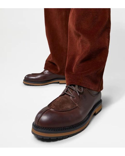 Tod's Brown Leather Lace-Up Oxford Shoes for men