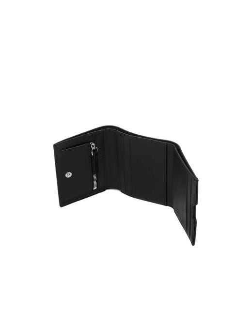 MM6 by Maison Margiela Black Leather Tri-Fold Wallet
