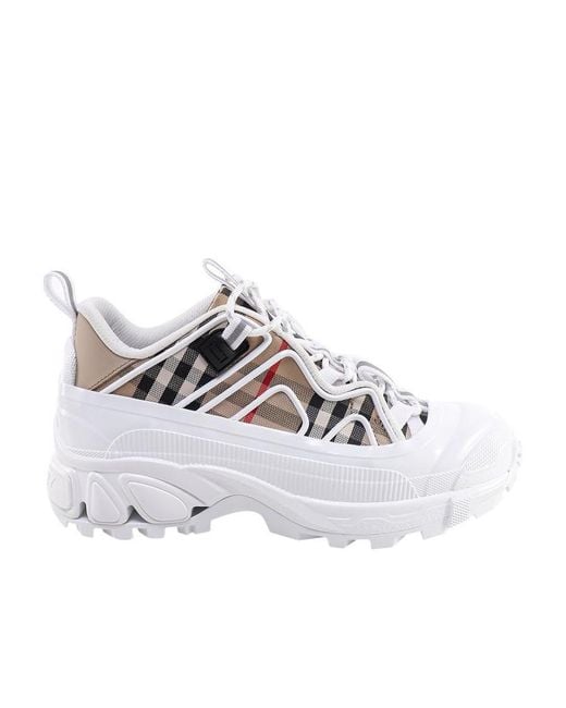 Burberry White Vintage Check Low-Top Sneakers
