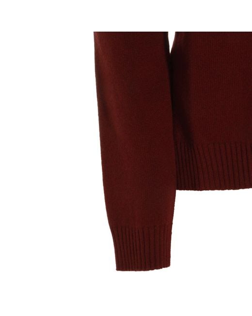Jil Sander Red Ribbed High-Neck Knitted Sweater