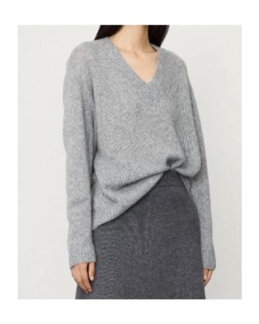 Lisa Yang Gray Leona V-Neck Knitted Jumper