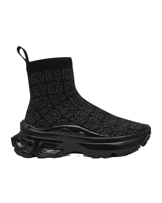 Steve Madden Black Jacquard Knit Sock-Style Sneakers