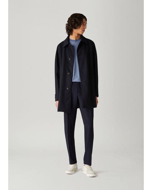 Loro Piana Blue Single-Breasted Coat for men