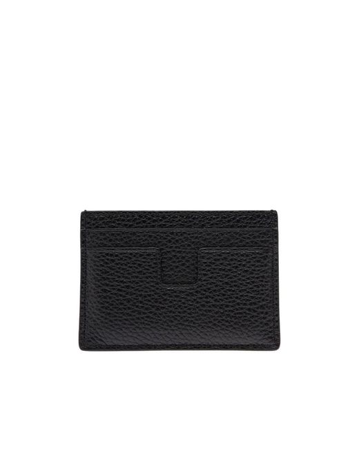 Tom Ford Black T Line Grain Card Holder for men