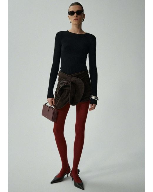 Magda Butrym Black Sculpted Rib Knitted Top