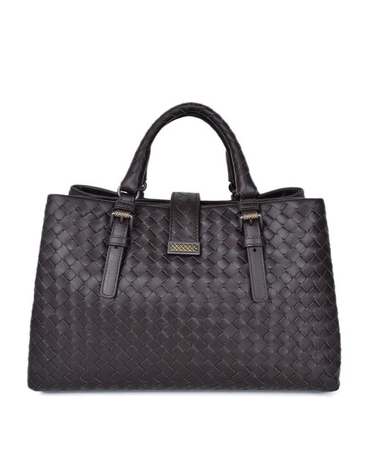 Bottega Veneta Black Logo Woven Handbag