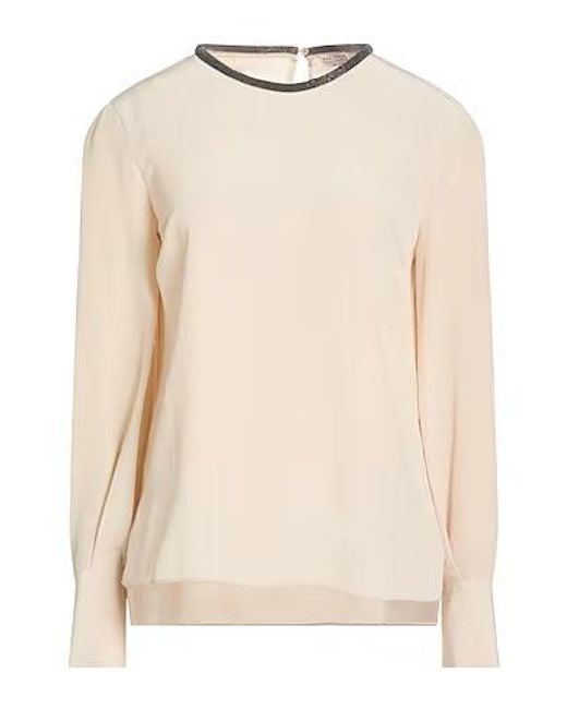 Brunello Cucinelli Natural Simple Long-Sleeve Top