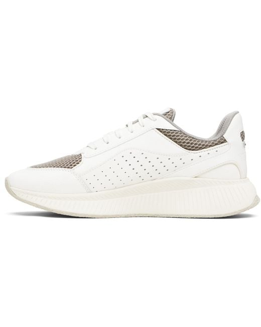 Boss White Round Toe Sneakers for men