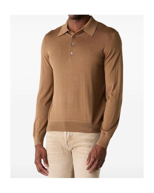 Tom Ford Brown Long-Sleeve Polo Shirt for men
