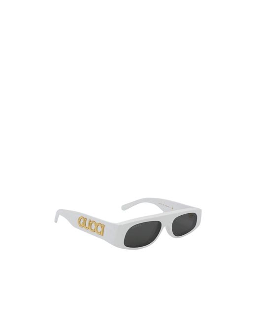 Gucci White Eyewear Geometric Shaped Frame Sunglasses