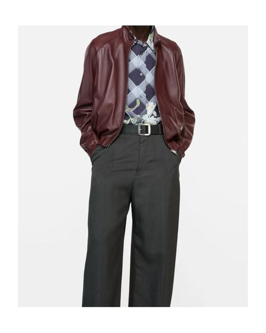Acne Brown Full-Zip Leather Jacket for men