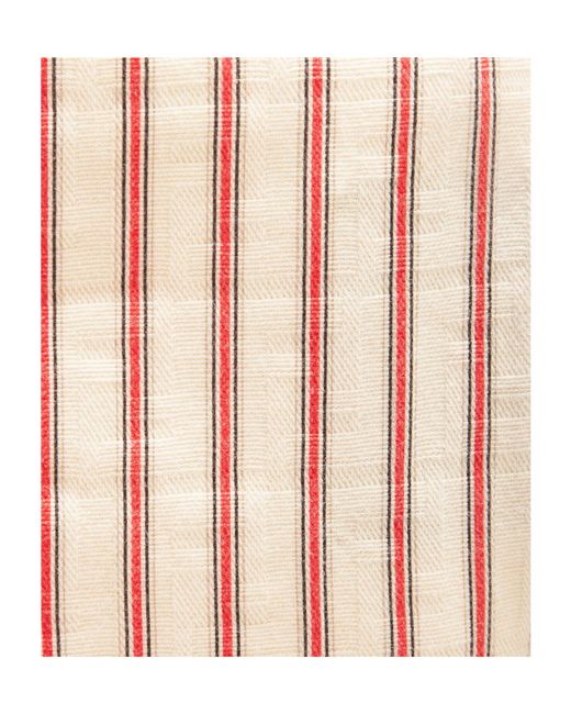 Fendi Pink Striped Ff Embroidered Denim Shirt