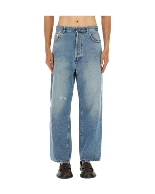 Moschino Blue Panelled Distressed Jeans for men