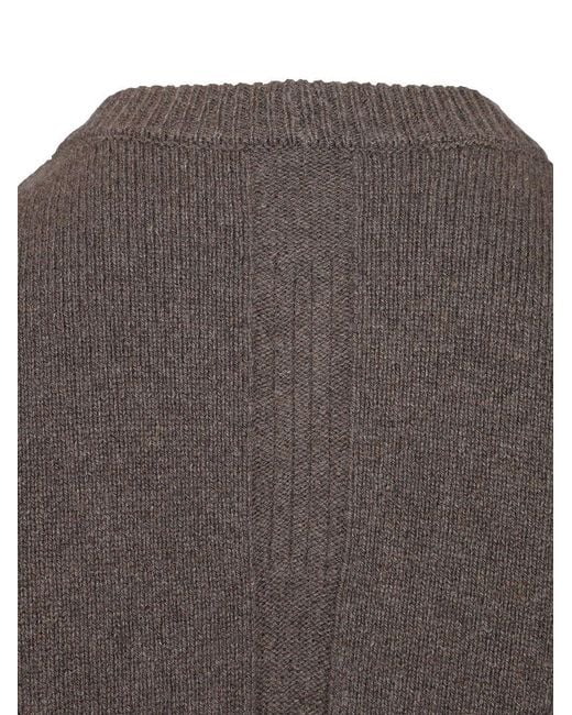 Rick Owens Gray Crew Neck Long-Sleeved Knitwear for men