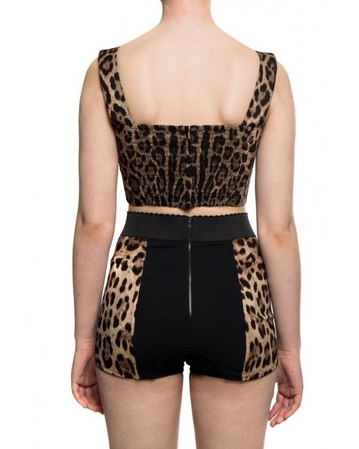 Dolce & Gabbana Black Animal Print Cropped Top