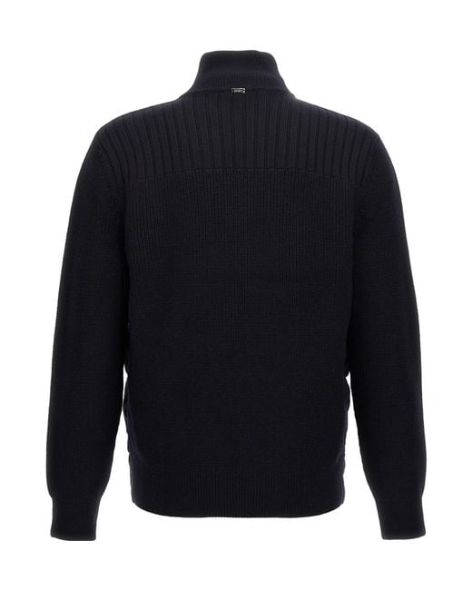 Herno Blue Zip-Up Knitted Puffer Jacket for men