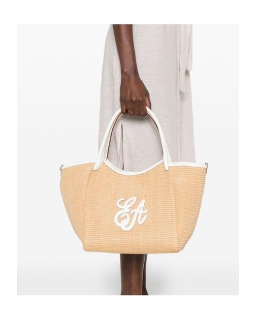 Emporio Armani Natural Ea Logo Woven Medium Shopper Bag