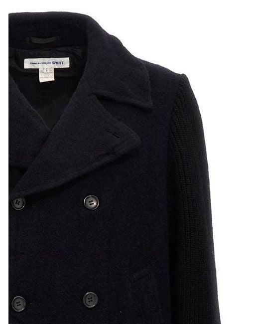 Comme des Garçons Blue Comme Des Garçons Shirt Double Breasted Long Sleeved Coat for men