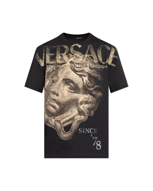 Versace Black T-Shirt With Print for men