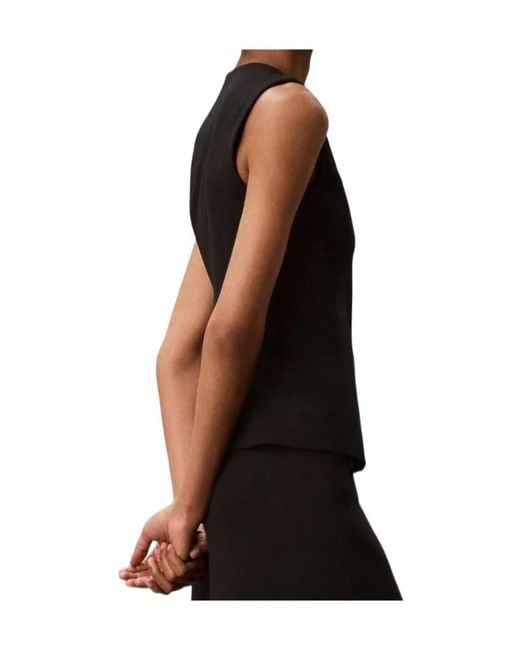 Calvin Klein Black Buttoned Sleeveless Top