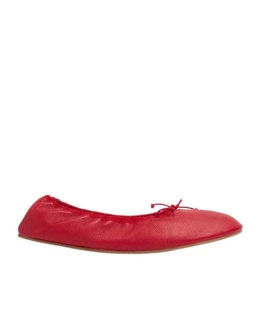 The Row Red Round Ballet Leather Flats