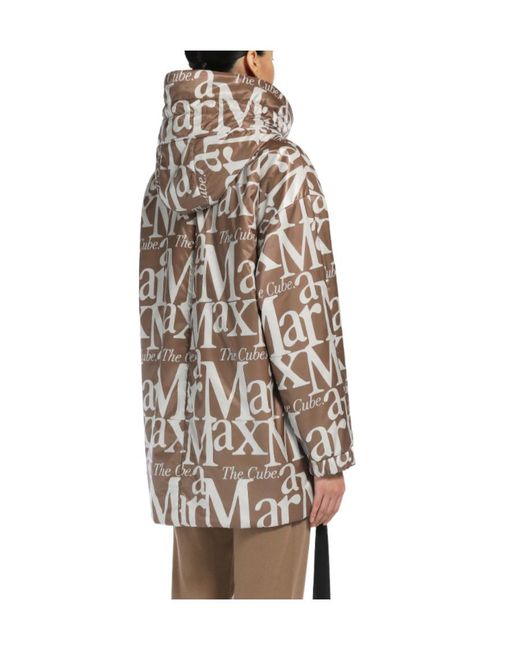 Max Mara Brown Double-Sided Down Jacket With Logo
