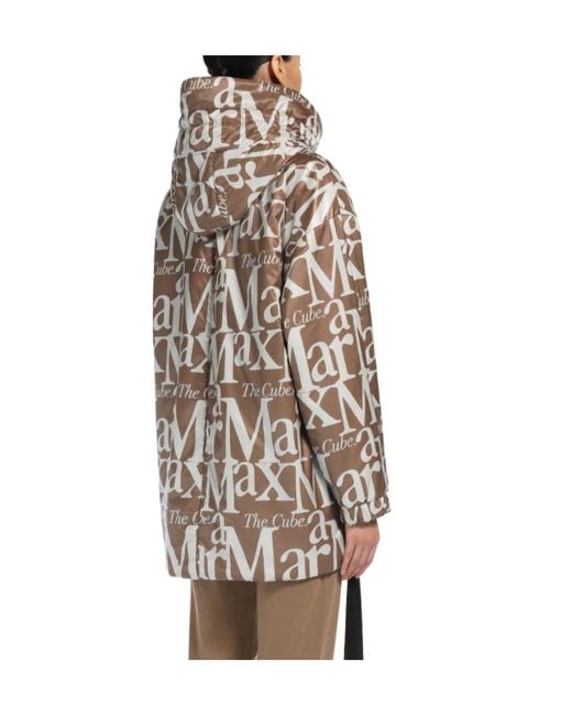 Max Mara Brown Double-Sided Down Jacket With Logo
