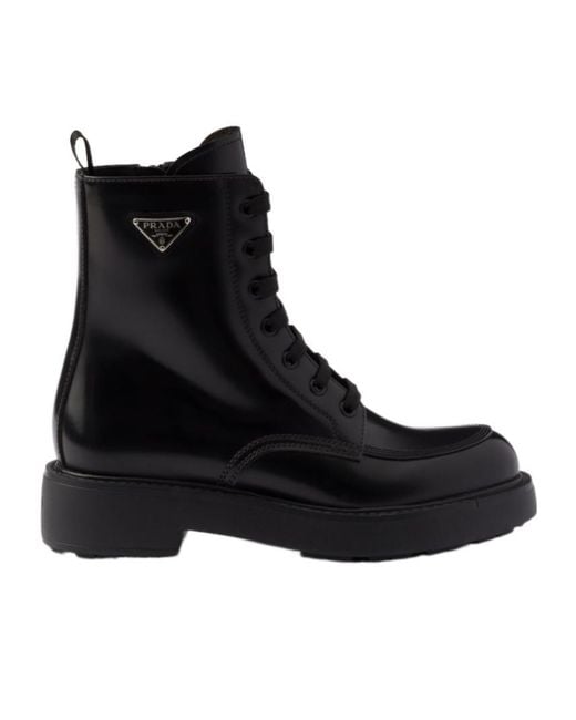 Prada Black Brushed Leather Boots