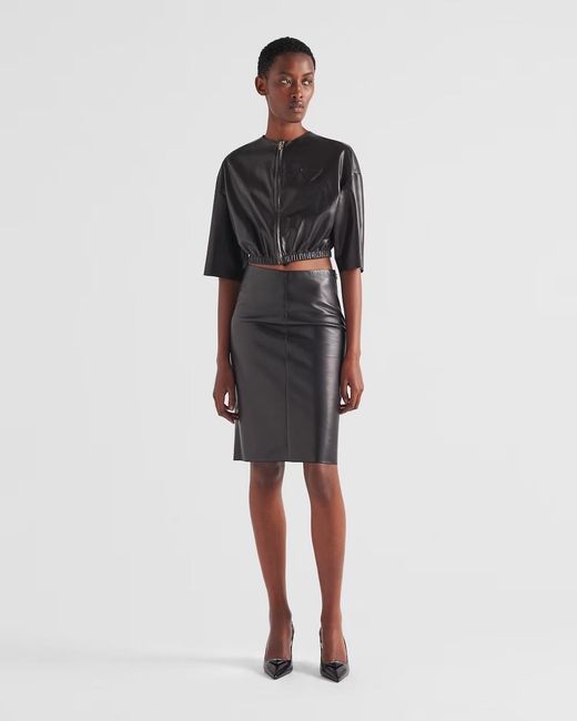 Prada Black Nappa Leather Bomber Jacket